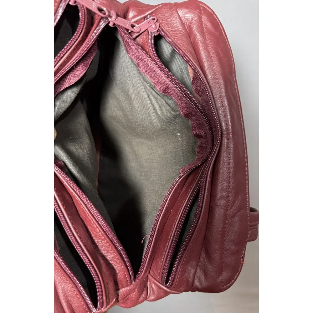 Hazelwood Women's Burgandy Genuine Leather Boho Shoulder Purse - NWT